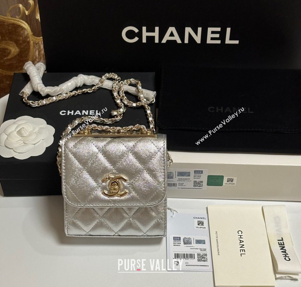 Chanel Lambskin Clutch with Chain and Band Silver 2025 A81632 (yezi-250812031)