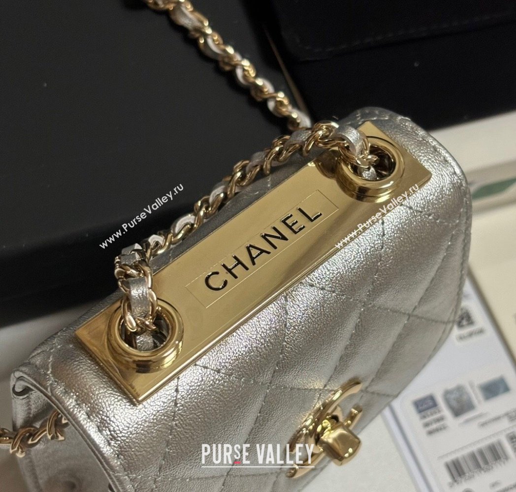 Chanel Lambskin Clutch with Chain and Band Silver 2025 A81632 (yezi-250812031)