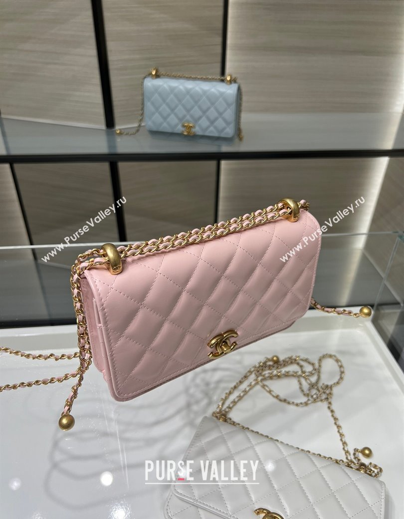 Chanel Shiny Calfskin Wallet On Chain WOC Light Pink 2025 AP2289 (yezi-2508110076)