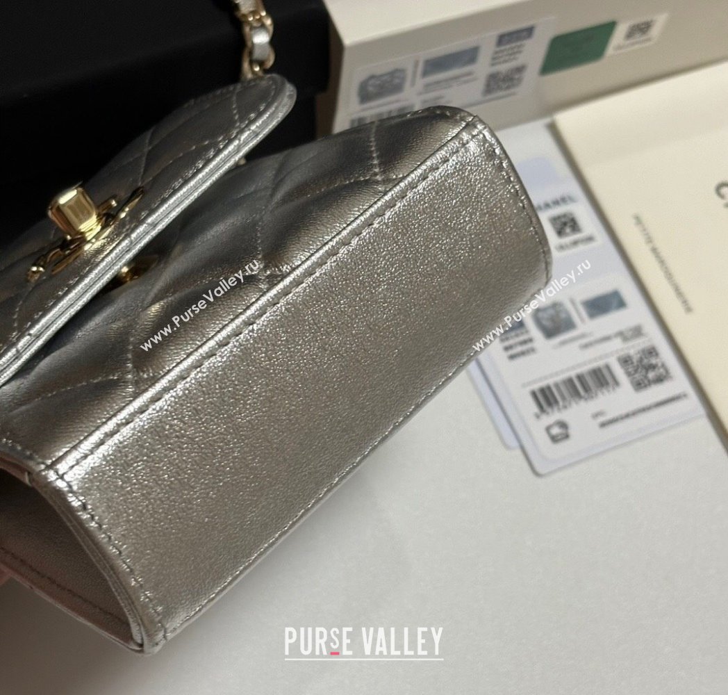 Chanel Lambskin Clutch with Chain and Band Silver 2025 A81632 (yezi-250812031)