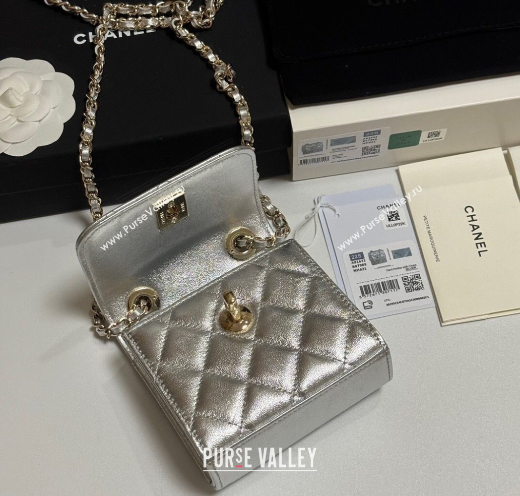 Chanel Lambskin Clutch with Chain and Band Silver 2025 A81632 (yezi-250812031)