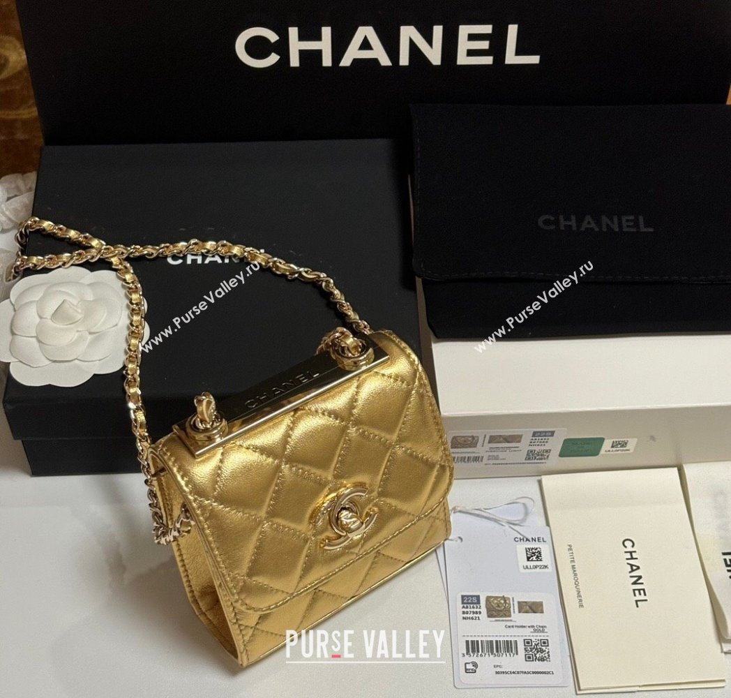 Chanel Lambskin Clutch with Chain and Band Gold-Tone 2025 A81632 (yezi-250812032)