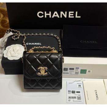 Chanel Lambskin Clutch with Chain and Band Black/Yellow Gold 2025 A81632 (yezi-250812030)