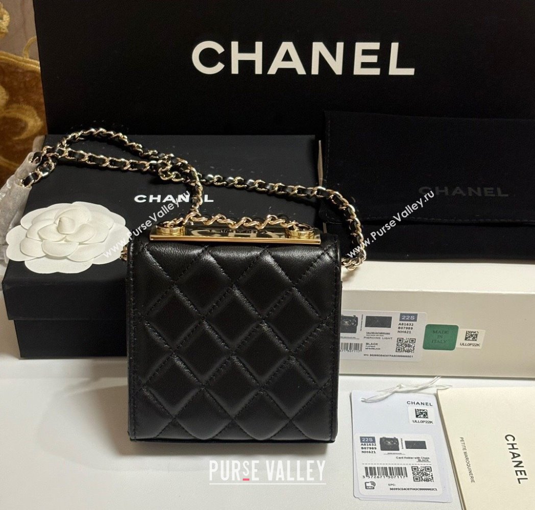 Chanel Lambskin Clutch with Chain and Band Black/Yellow Gold 2025 A81632 (yezi-250812030)
