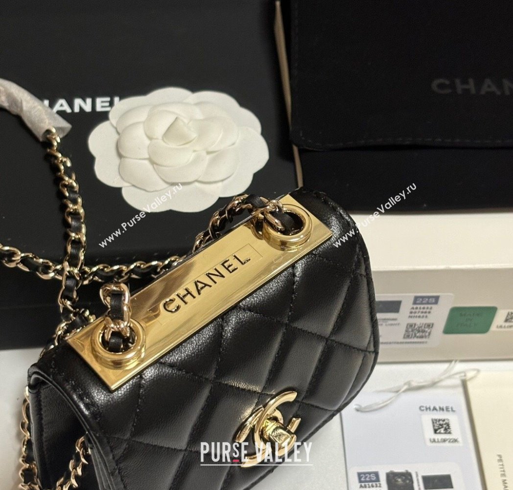 Chanel Lambskin Clutch with Chain and Band Black/Yellow Gold 2025 A81632 (yezi-250812030)