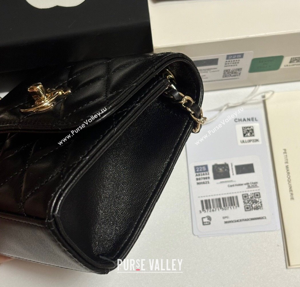 Chanel Lambskin Clutch with Chain and Band Black/Yellow Gold 2025 A81632 (yezi-250812030)