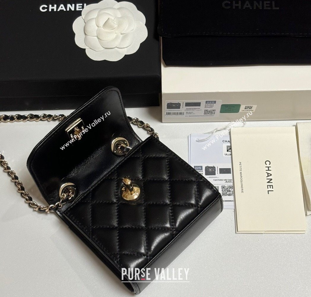 Chanel Lambskin Clutch with Chain and Band Black/Yellow Gold 2025 A81632 (yezi-250812030)