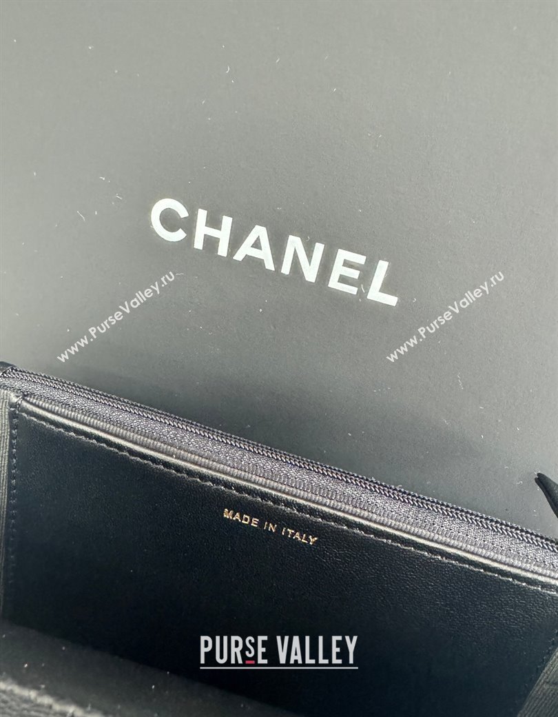 Chanel Grained Shiny Calfskin Wallet On Chain WOC with Maxi CC Black 2025 AP6809 (yezi-250812041)