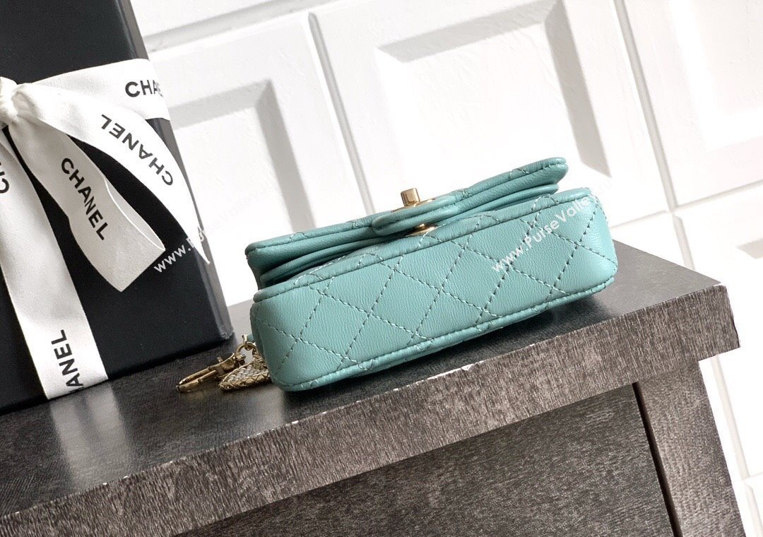 Chanel Lambskin Classic Mini Bag with hook and Heart Charm Blue 2025 AP4760 (yezi-250812049)