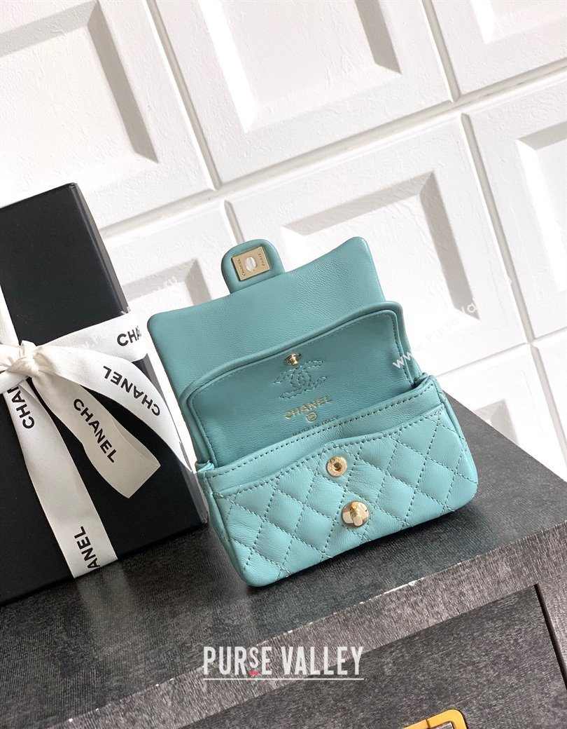 Chanel Lambskin Classic Mini Bag with hook and Heart Charm Blue 2025 AP4760 (yezi-250812049)