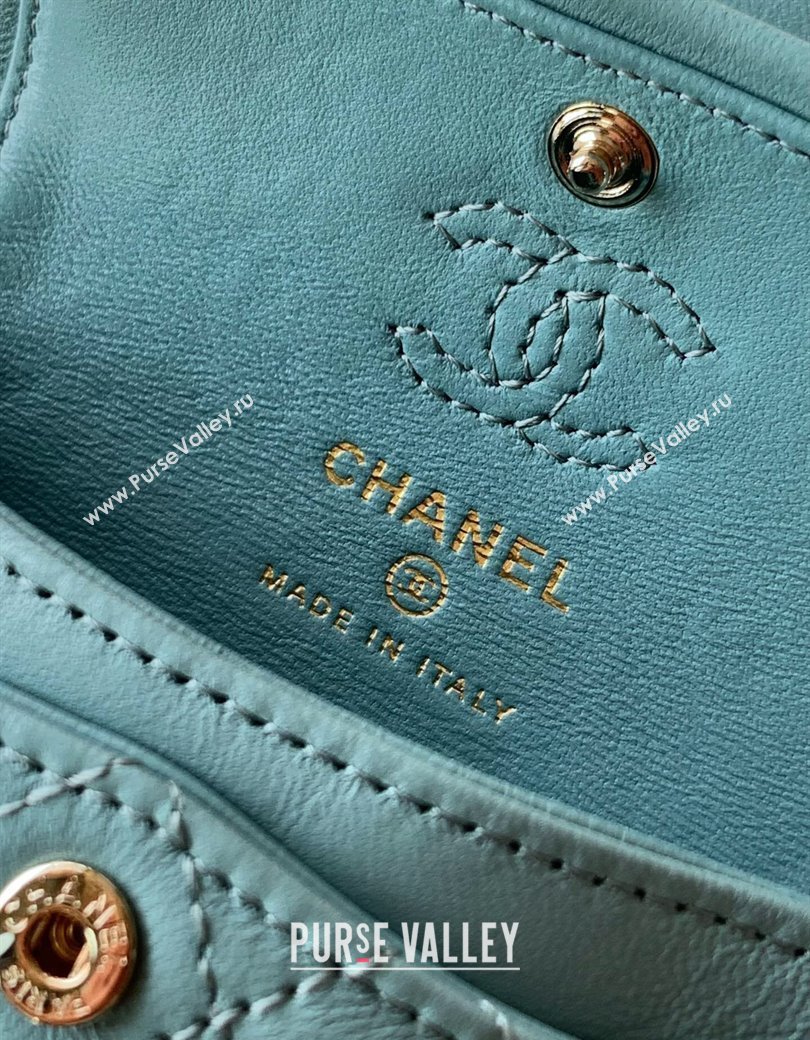 Chanel Lambskin Classic Mini Bag with hook and Heart Charm Blue 2025 AP4760 (yezi-250812049)