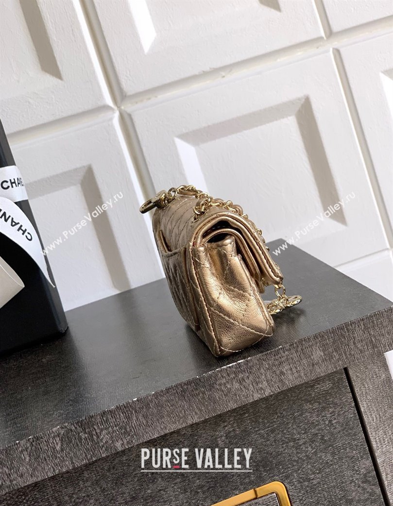 Chanel Lambskin Classic Mini Bag with hook and Heart Charm Gold 2025 AP4760 (yezi-250812052)