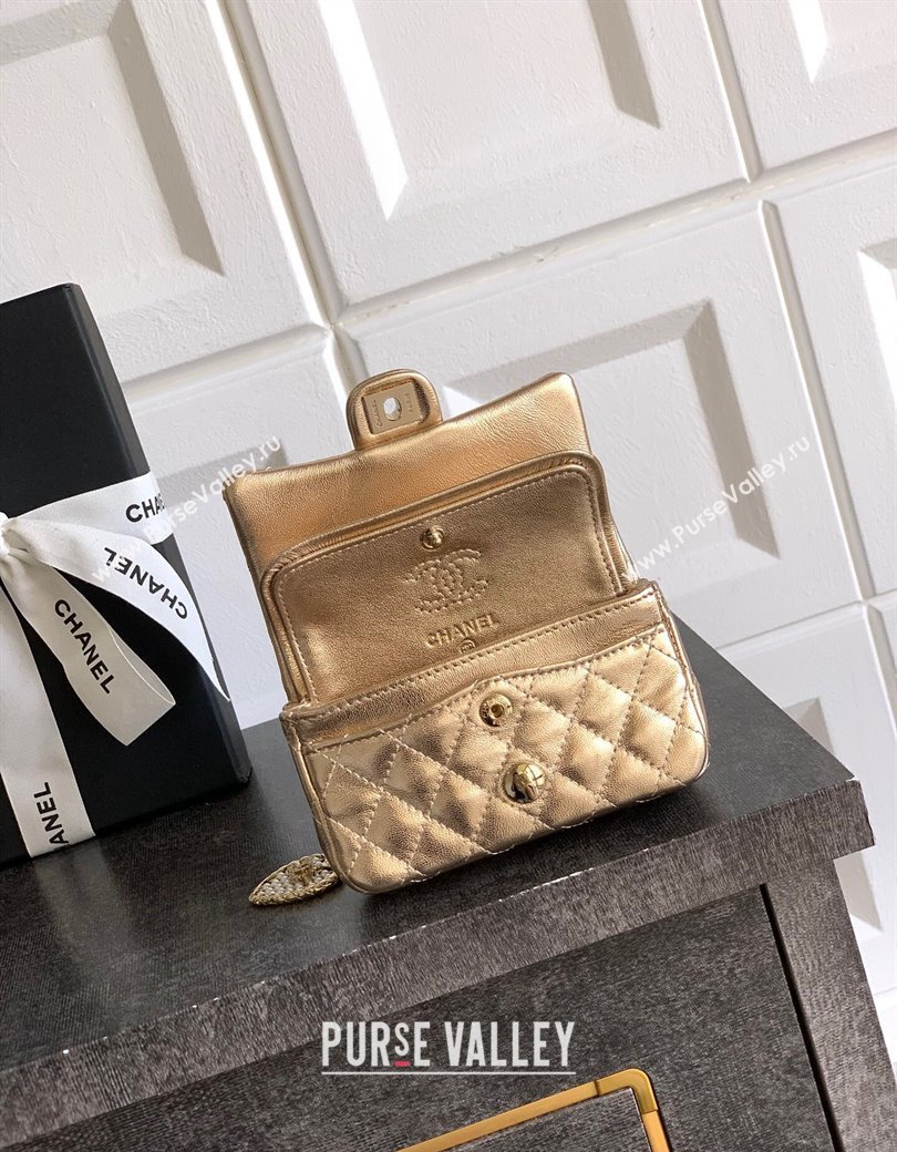 Chanel Lambskin Classic Mini Bag with hook and Heart Charm Gold 2025 AP4760 (yezi-250812052)