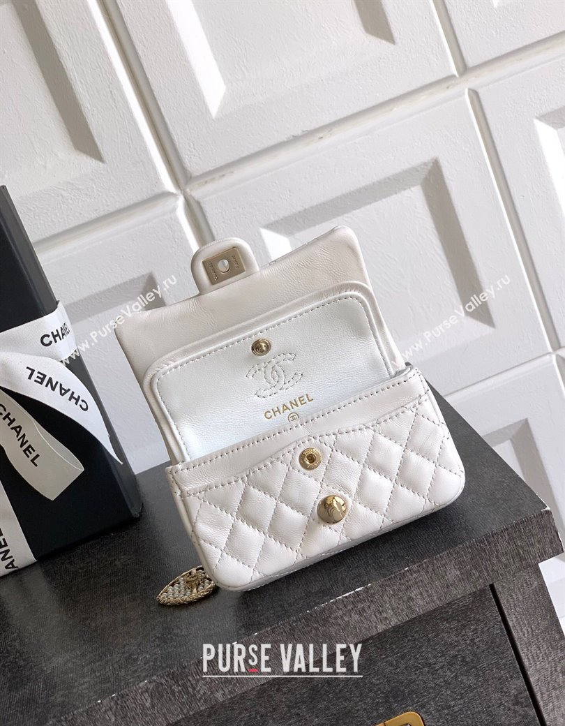 Chanel Lambskin Classic Mini Bag with hook and Heart Charm White 2025 AP4760 (yezi-250812053)