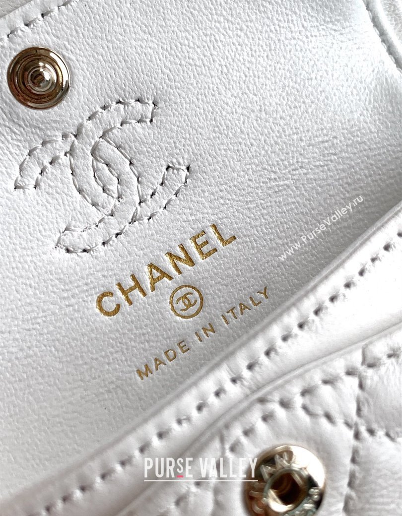 Chanel Lambskin Classic Mini Bag with hook and Heart Charm White 2025 AP4760 (yezi-250812053)