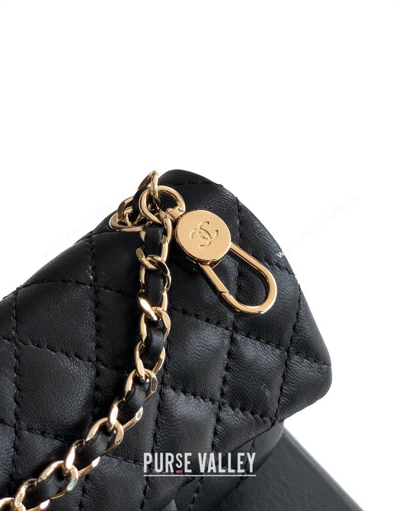 Chanel Lambskin Classic Mini Bag with hook and Heart Charm Black 2025 AP4760 (yezi-250812054)