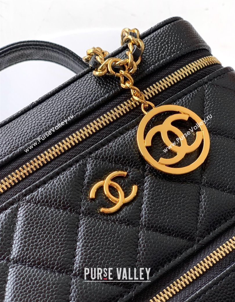 Chanel Grained Calfskin Long Vanity with Chain Black 2025 AP4688 (yezi-250812056)