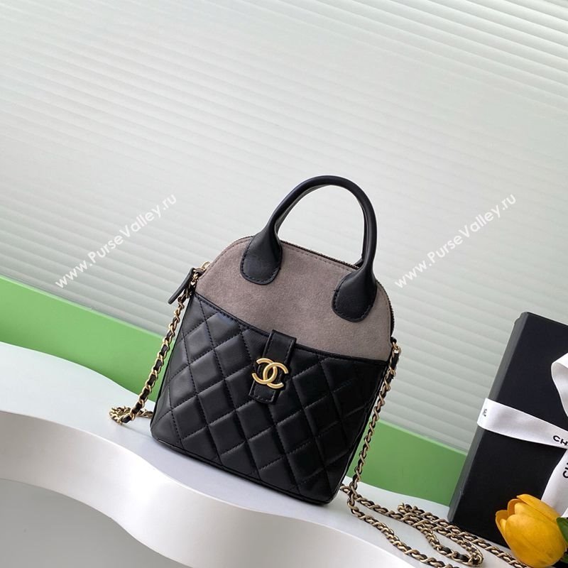 Chanel Suede Lambskin Clutch with Chain Black/Grey 2025 AP4742 (yezi-250812072)