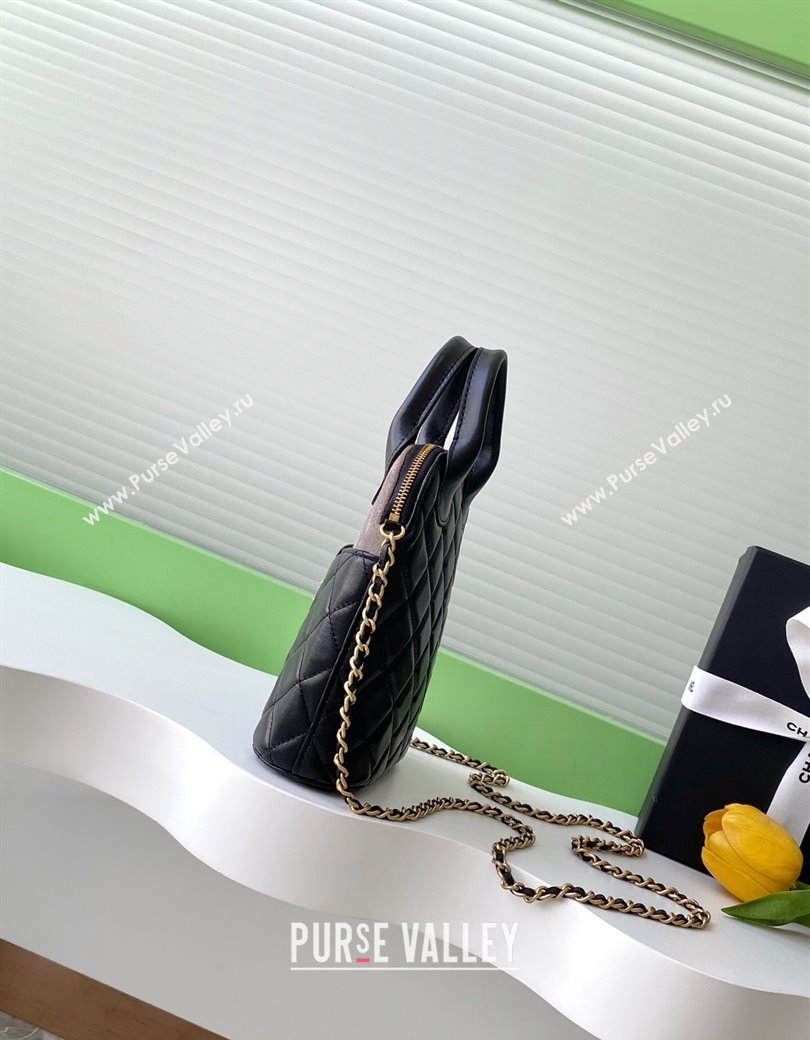 Chanel Suede Lambskin Clutch with Chain Black/Grey 2025 AP4742 (yezi-250812072)