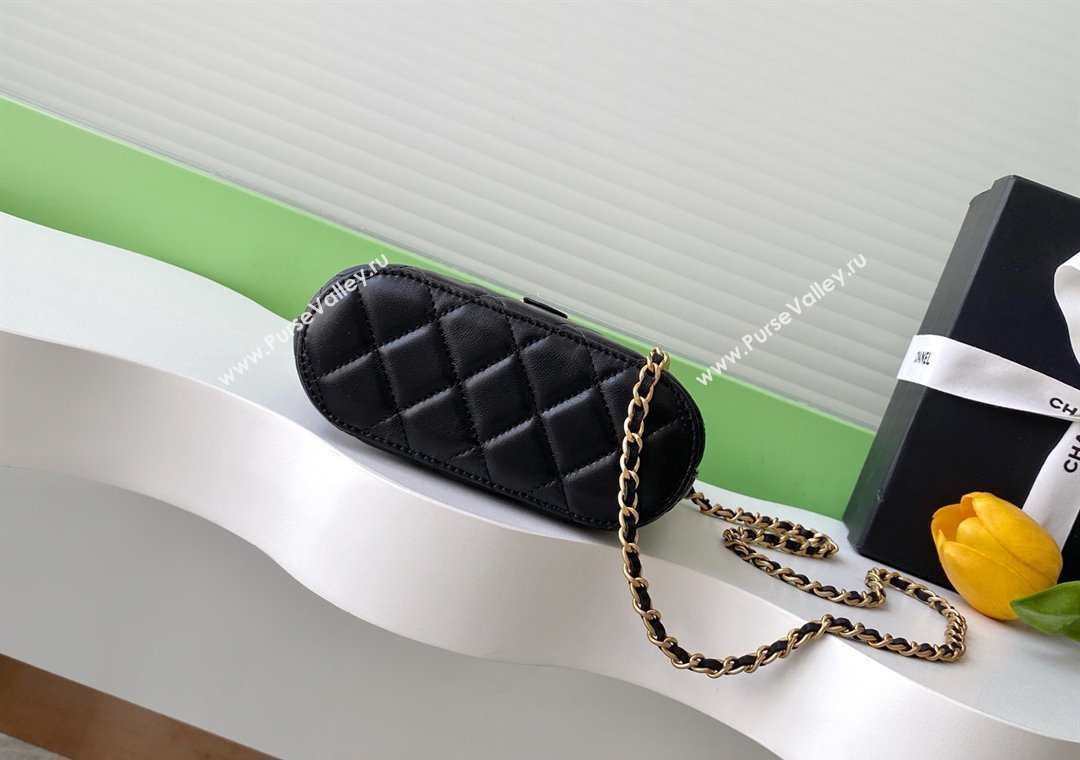 Chanel Suede Lambskin Clutch with Chain Black/Grey 2025 AP4742 (yezi-250812072)