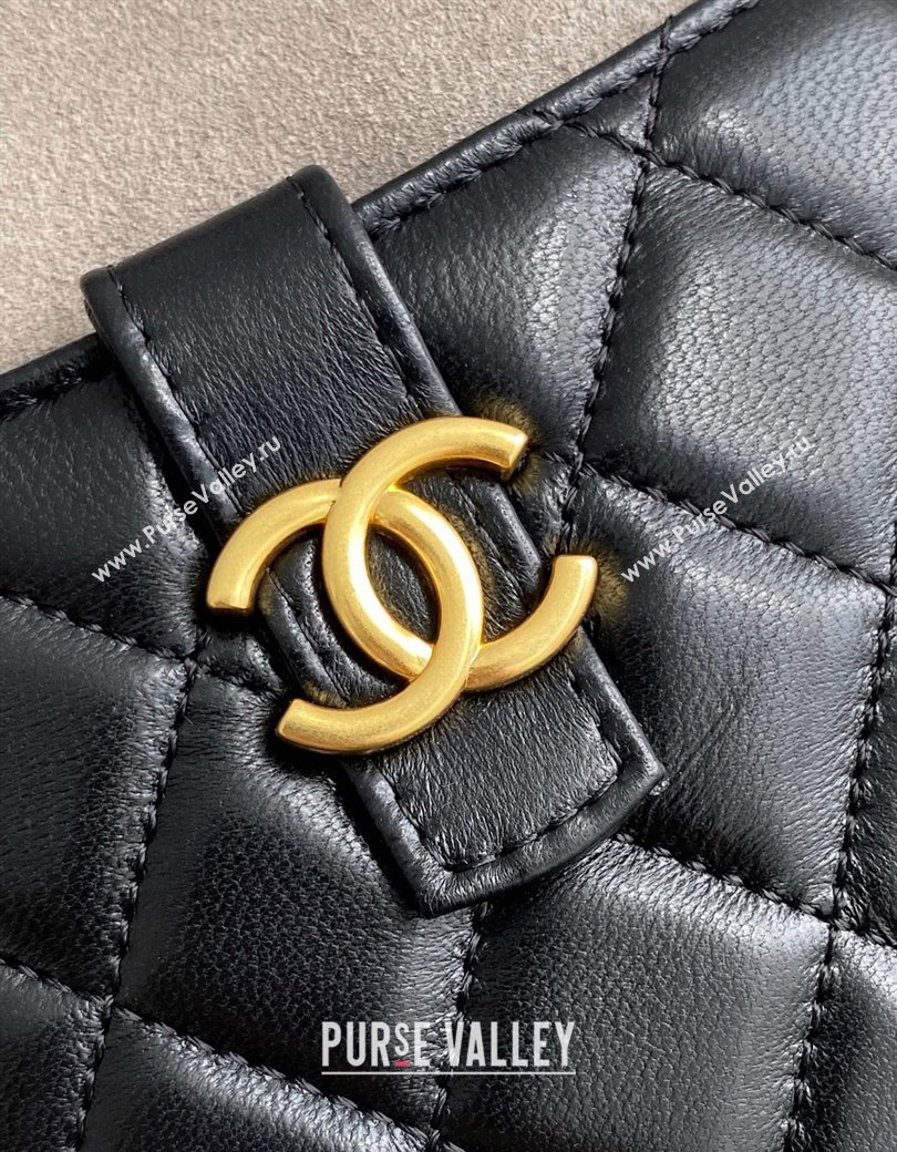 Chanel Suede Lambskin Clutch with Chain Black/Grey 2025 AP4742 (yezi-250812072)