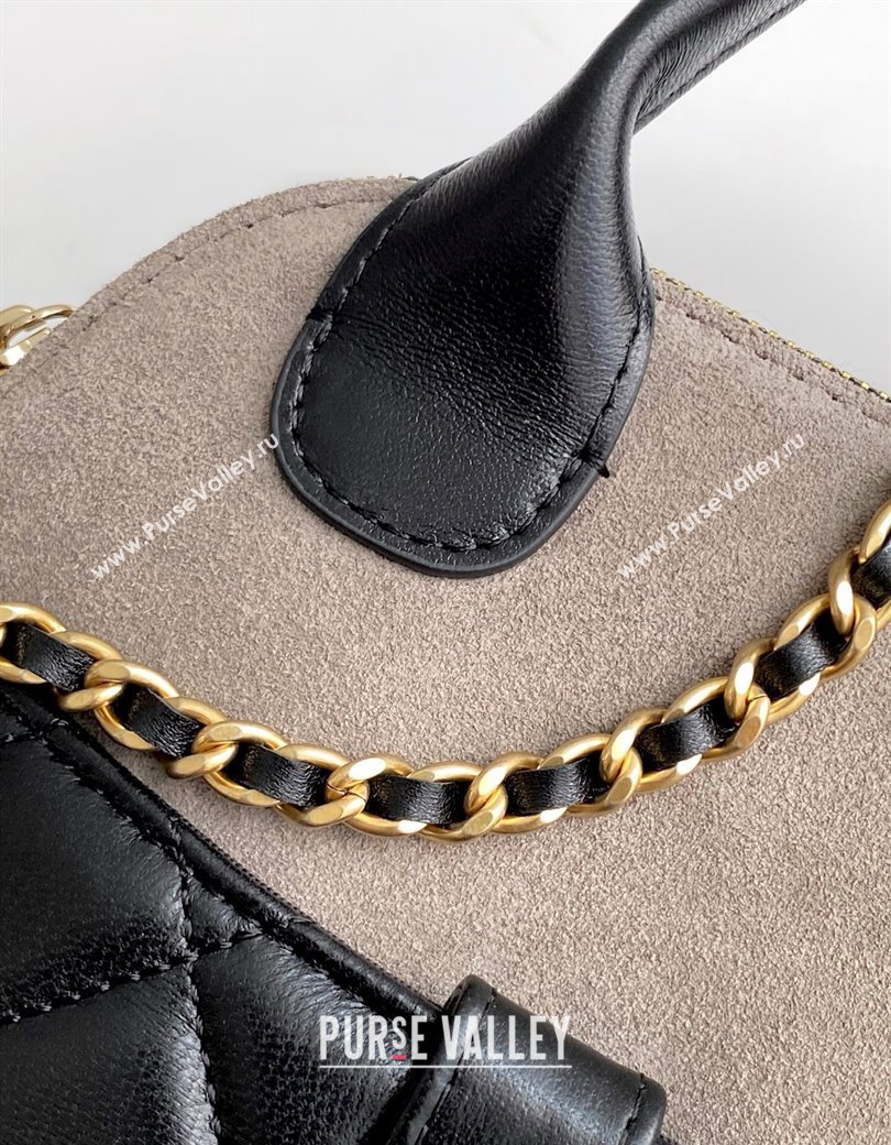 Chanel Suede Lambskin Clutch with Chain Black/Grey 2025 AP4742 (yezi-250812072)