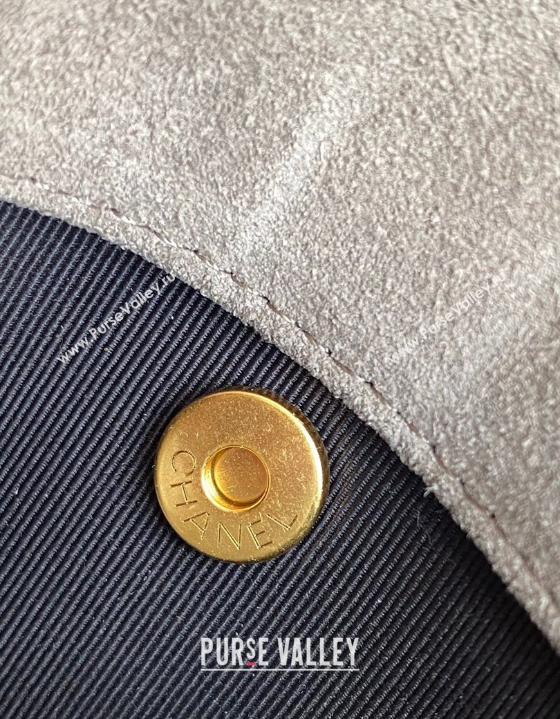 Chanel Suede Lambskin Clutch with Chain Black/Grey 2025 AP4742 (yezi-250812072)