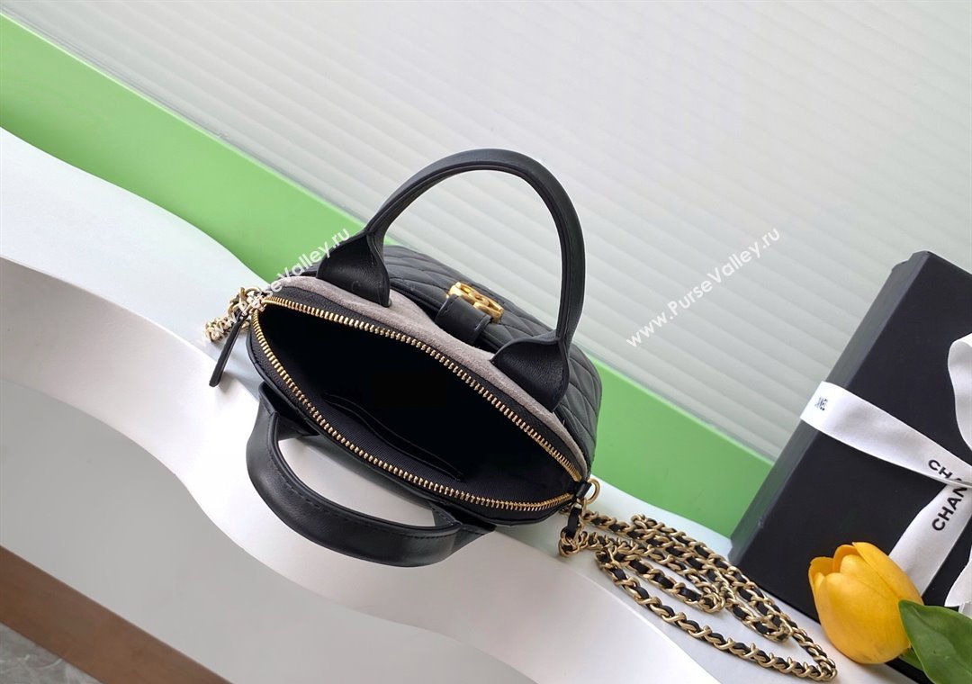 Chanel Suede Lambskin Clutch with Chain Black/Grey 2025 AP4742 (yezi-250812072)