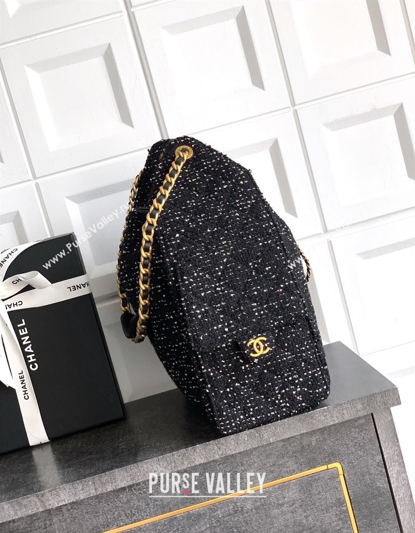 Chanel 25 Tweed Medium Handbag AS5311 Black 2025 0812 (yezi-250812057)