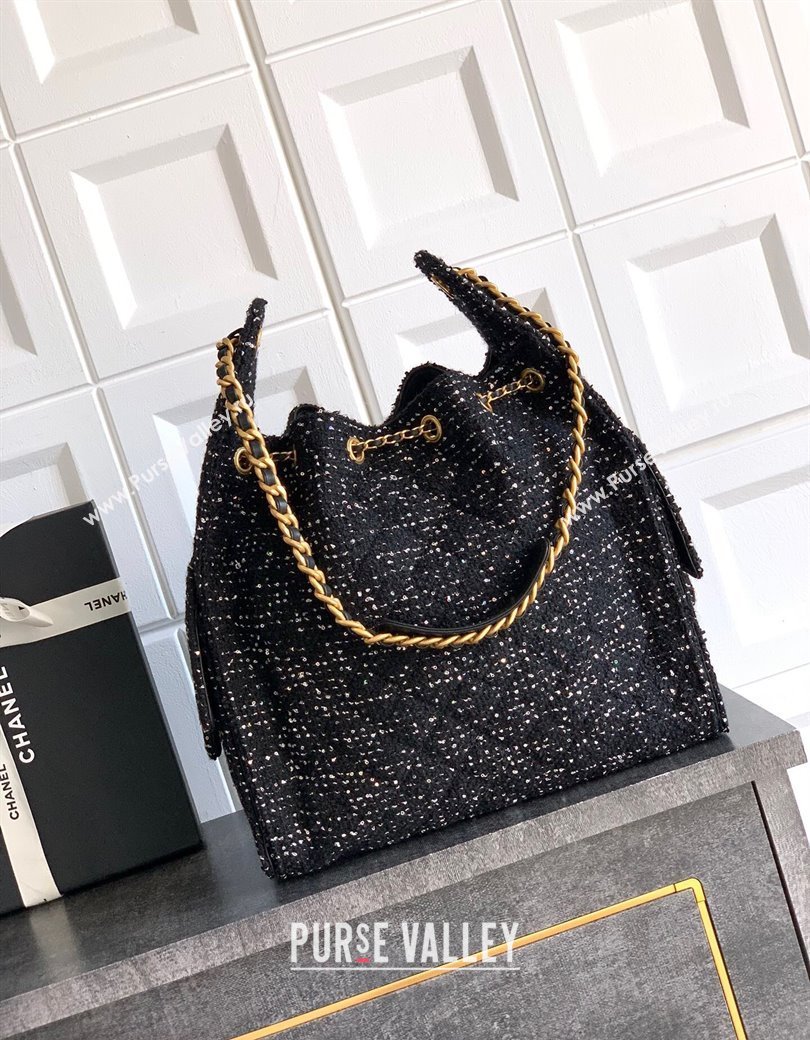 Chanel 25 Tweed Medium Handbag AS5311 Black 2025 0812 (yezi-250812057)