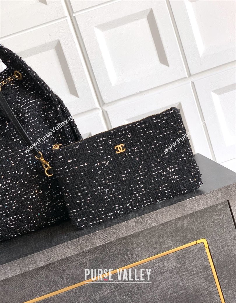 Chanel 25 Tweed Medium Handbag AS5311 Black 2025 0812 (yezi-250812057)