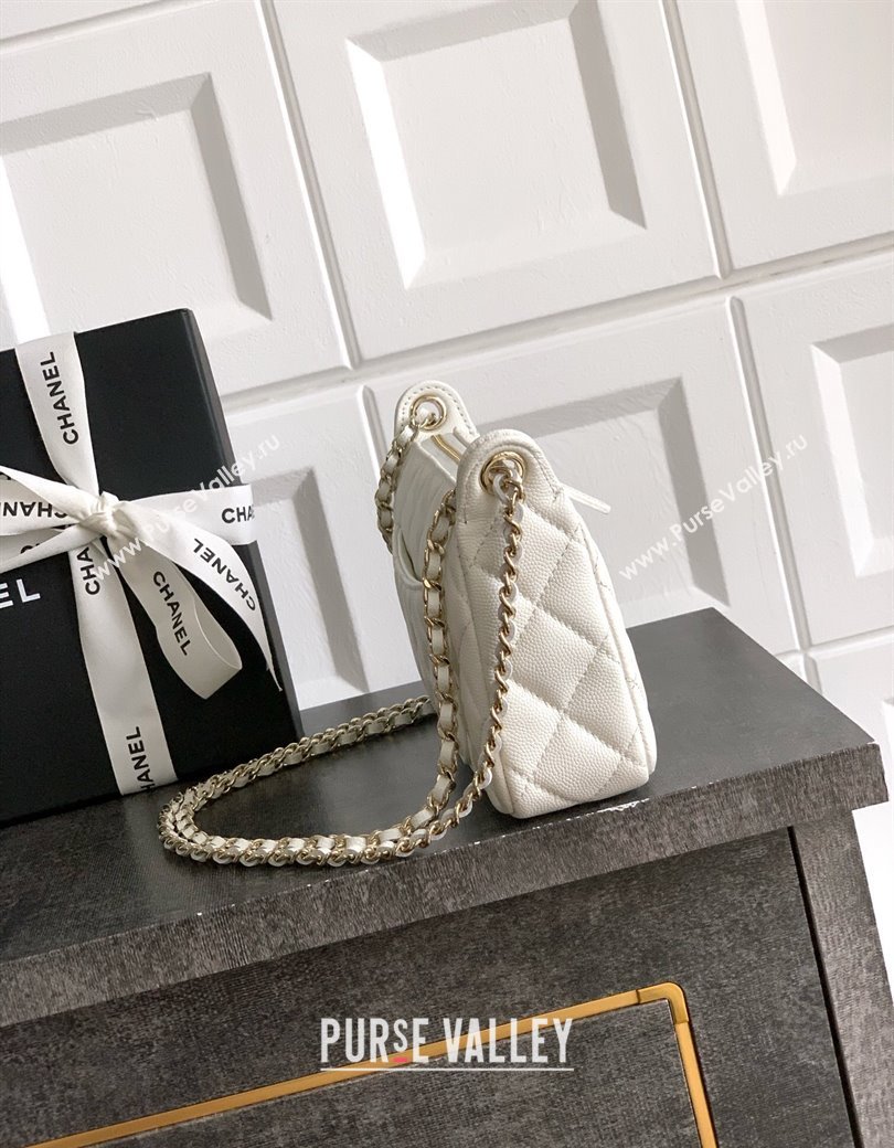 Chanel Grained Calfskin Hobo Bag White 2025 CH081101 (yezi-2508110088)