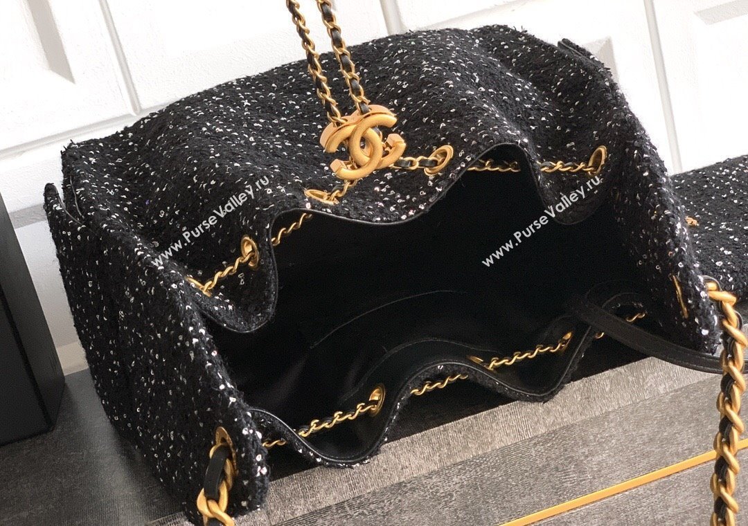 Chanel 25 Tweed Medium Handbag AS5311 Black 2025 0812 (yezi-250812057)