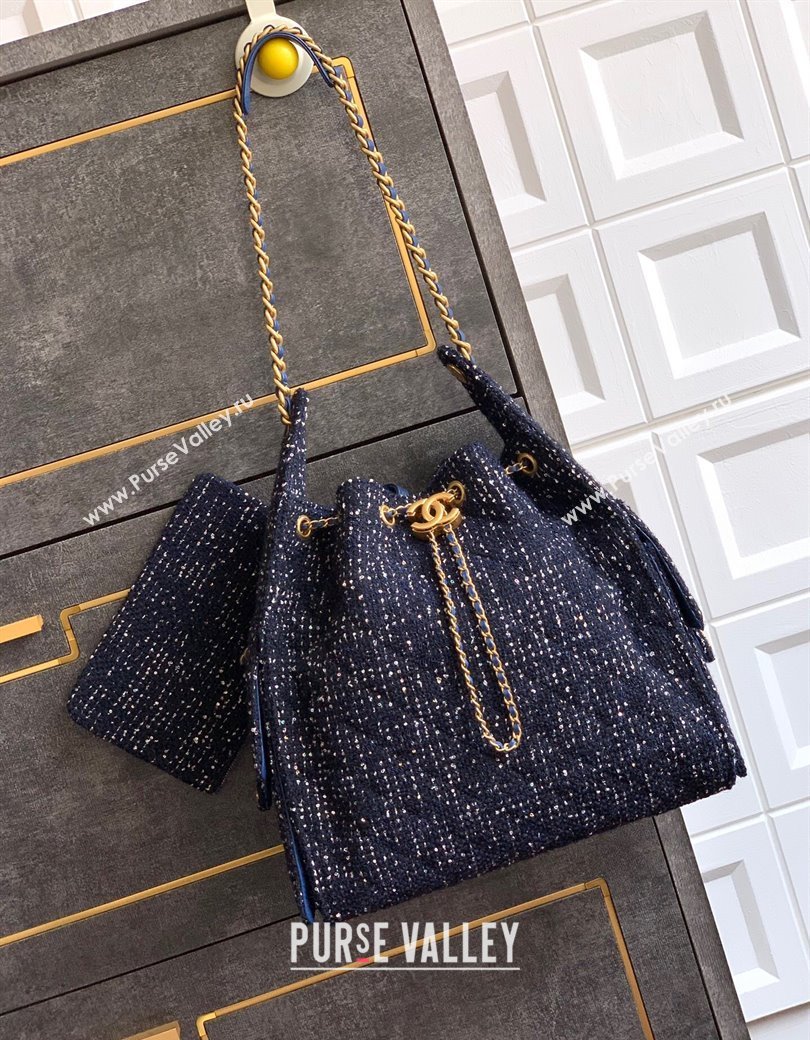 Chanel 25 Tweed Medium Handbag AS5311 Blue 2025 0812 (yezi-250812058)
