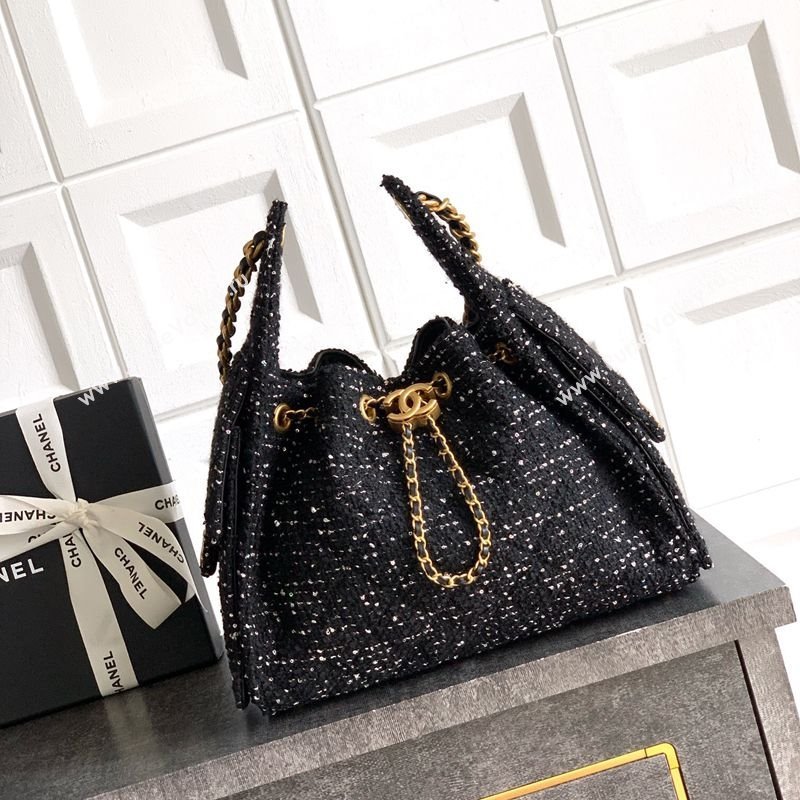 Chanel 25 Tweed Small Handbag AS5293 Black 2025 0812 (yezi-250812061)