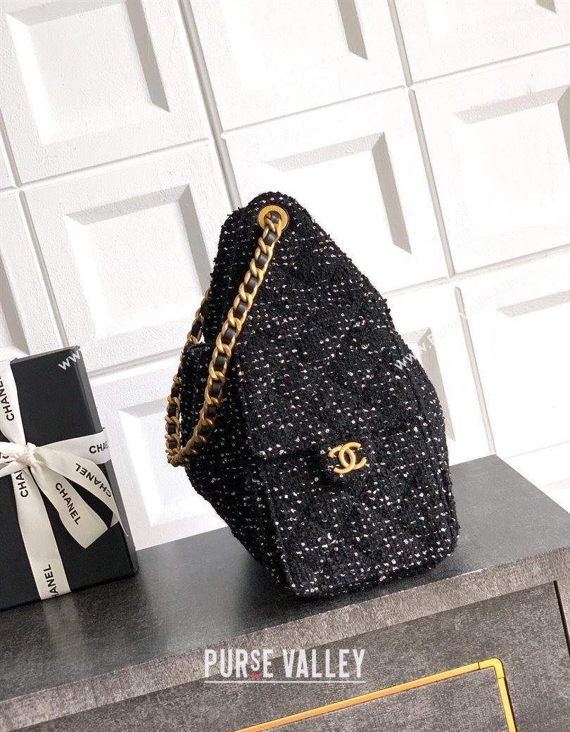 Chanel 25 Tweed Small Handbag AS5293 Black 2025 0812 (yezi-250812061)