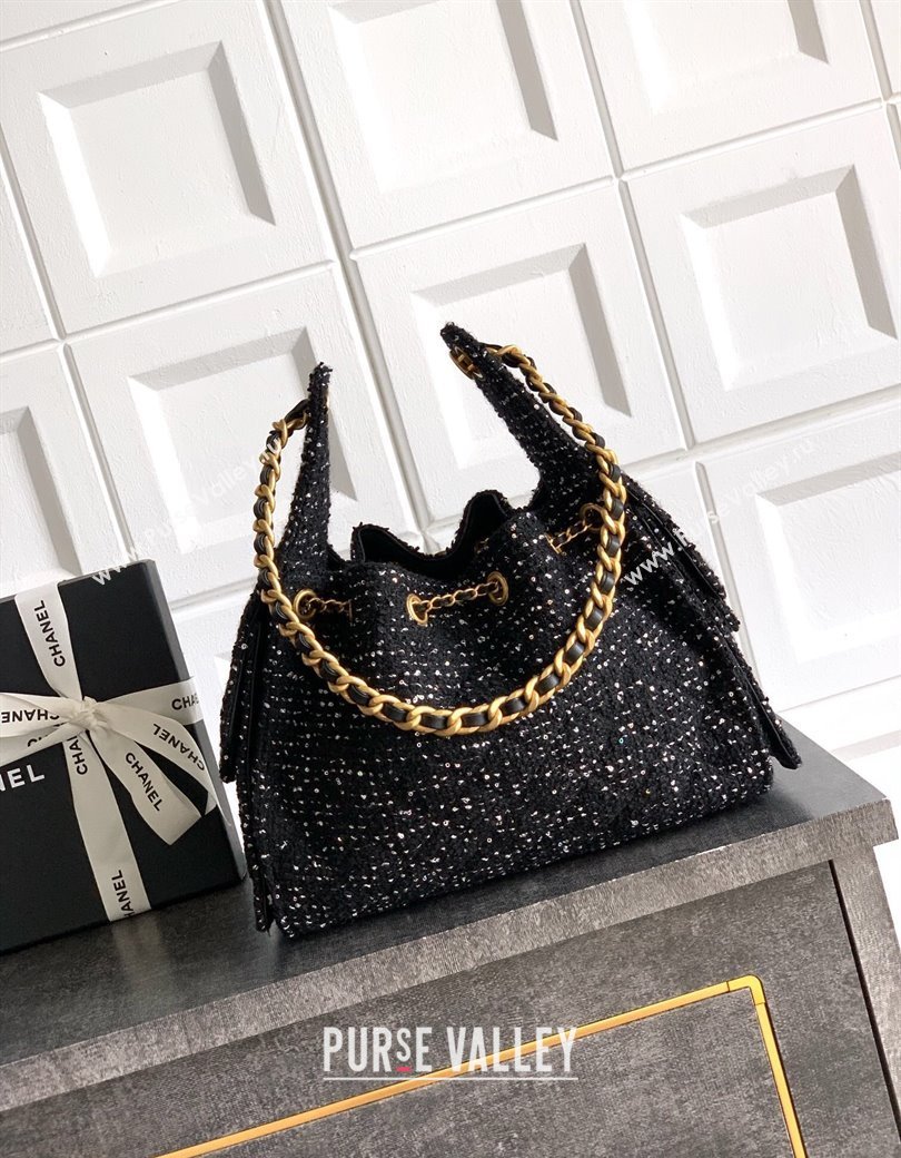 Chanel 25 Tweed Small Handbag AS5293 Black 2025 0812 (yezi-250812061)