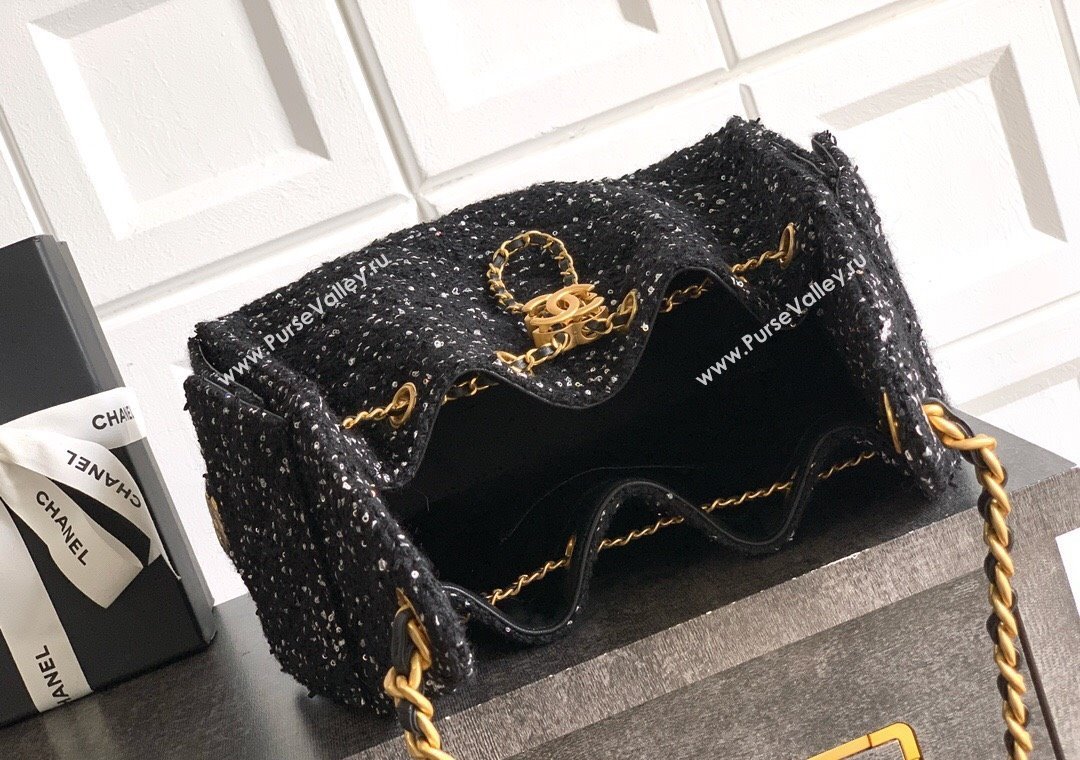Chanel 25 Tweed Small Handbag AS5293 Black 2025 0812 (yezi-250812061)