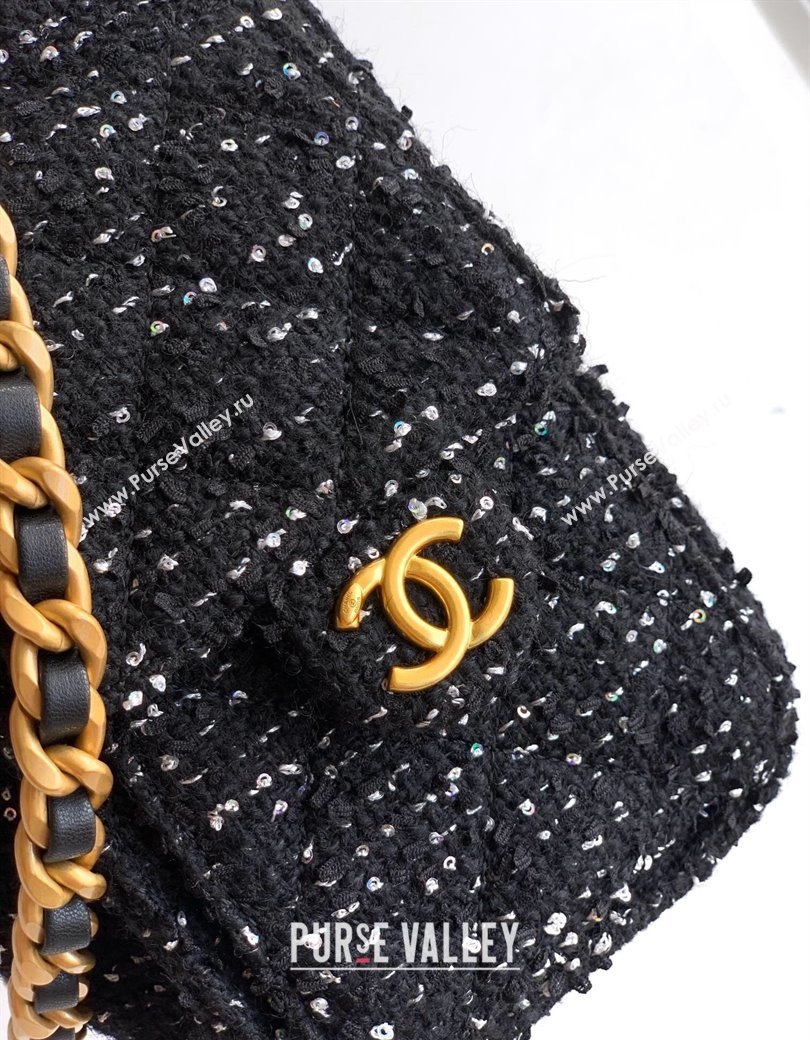 Chanel 25 Mini Hobo Handbag in Tweed Black 2025 AS5631 (yezi-250812063)