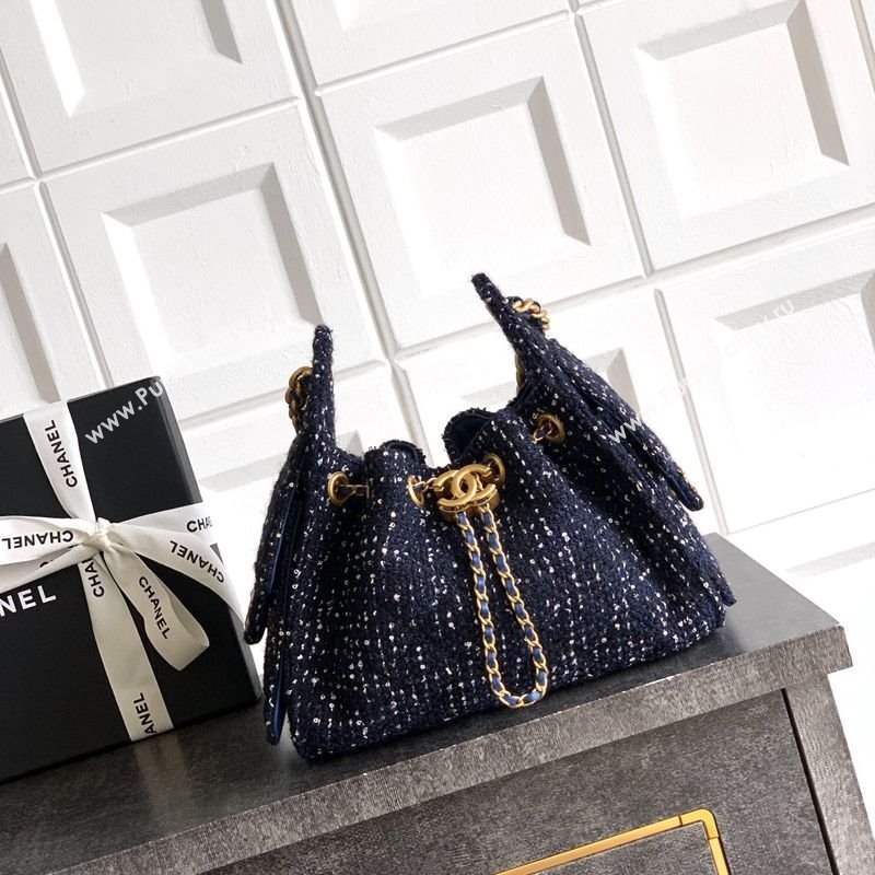 Chanel 25 Mini Hobo Handbag in Tweed Blue 2025 AS5631 (yezi-250812065)