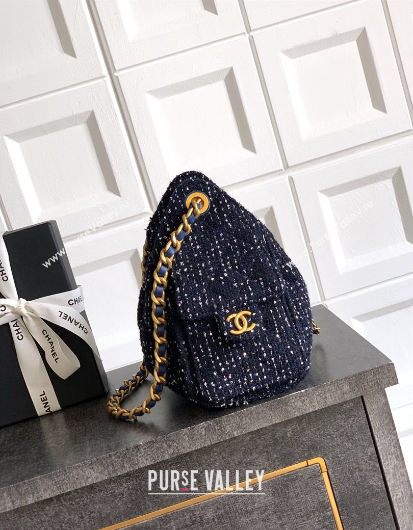 Chanel 25 Mini Hobo Handbag in Tweed Blue 2025 AS5631 (yezi-250812065)