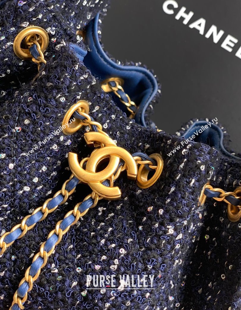 Chanel 25 Mini Hobo Handbag in Tweed Blue 2025 AS5631 (yezi-250812065)