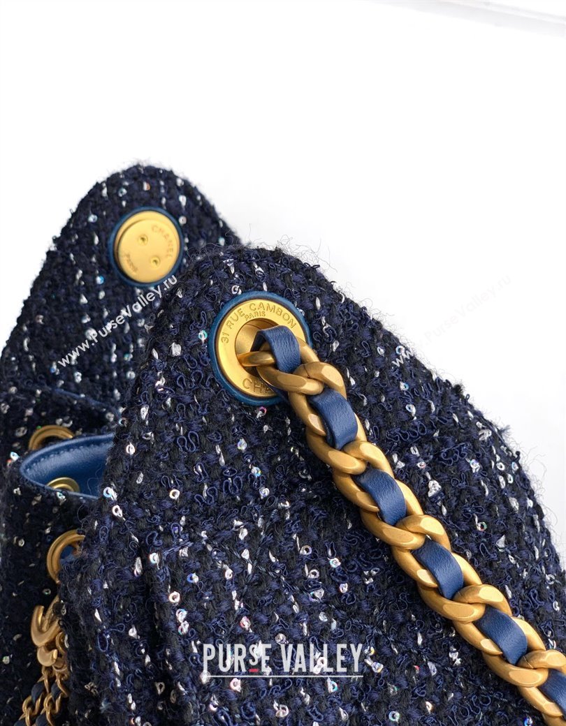 Chanel 25 Mini Hobo Handbag in Tweed Blue 2025 AS5631 (yezi-250812065)