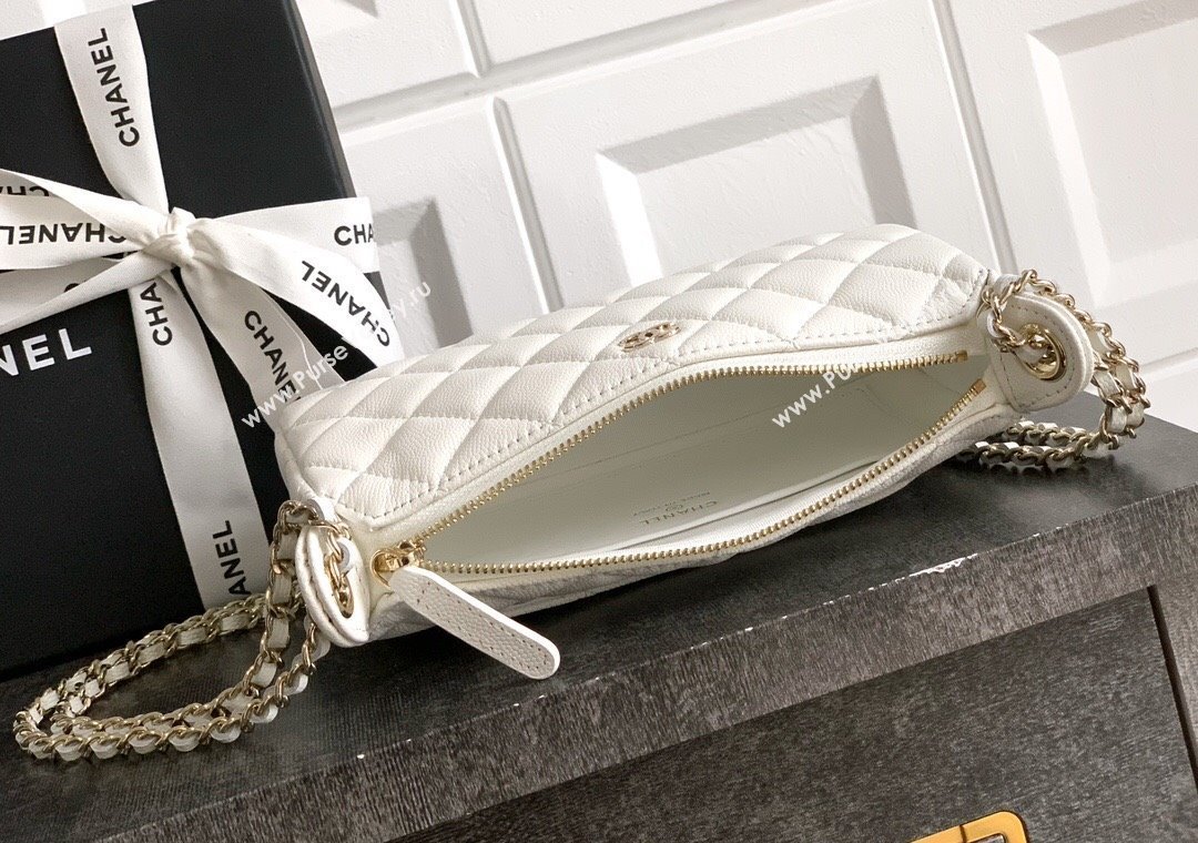 Chanel Grained Calfskin Hobo Bag White 2025 CH081101 (yezi-2508110088)