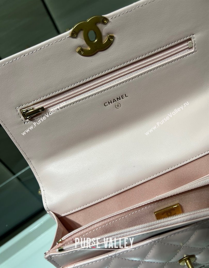 Chanel Shiny Calfskin Wallet On Chain WOC Light Pink 2025 AP2289 (yezi-2508110076)