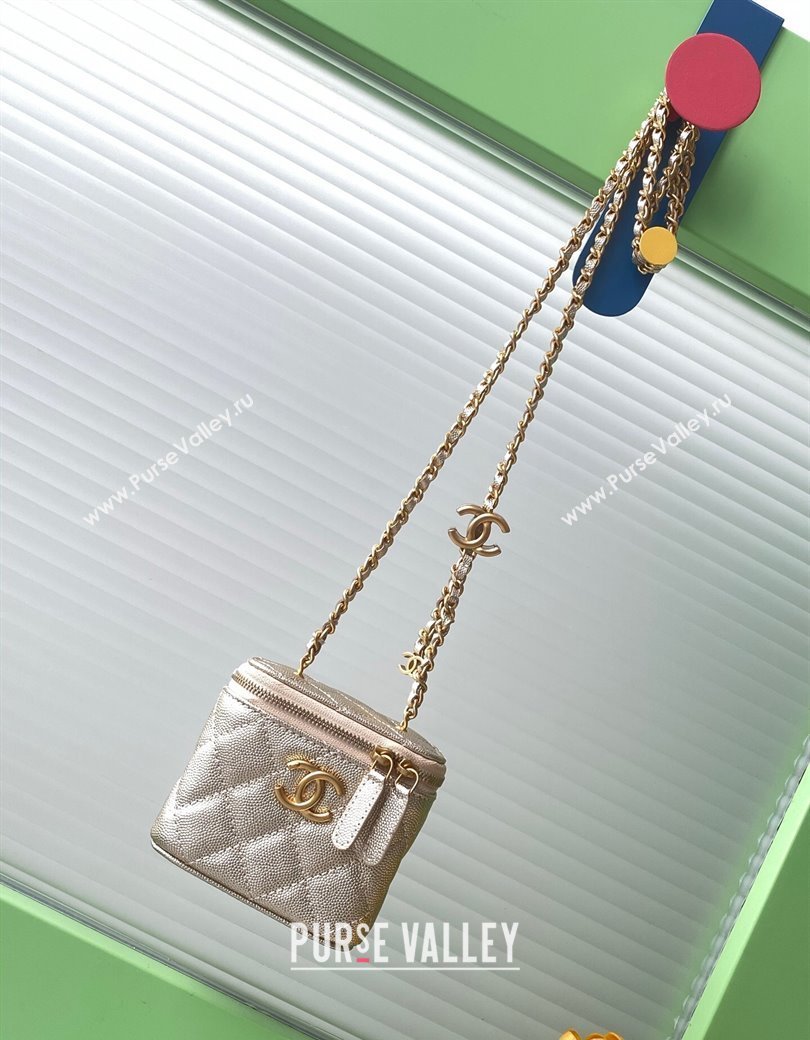 Chanel Grainy Calfskin Small Vanity with CC Chain Gold 2025 AP3941 (yezi-250812101)