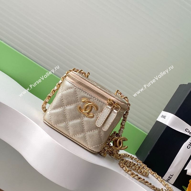 Chanel Grainy Calfskin Small Vanity with CC Chain Gold 2025 AP3941 (yezi-250812101)