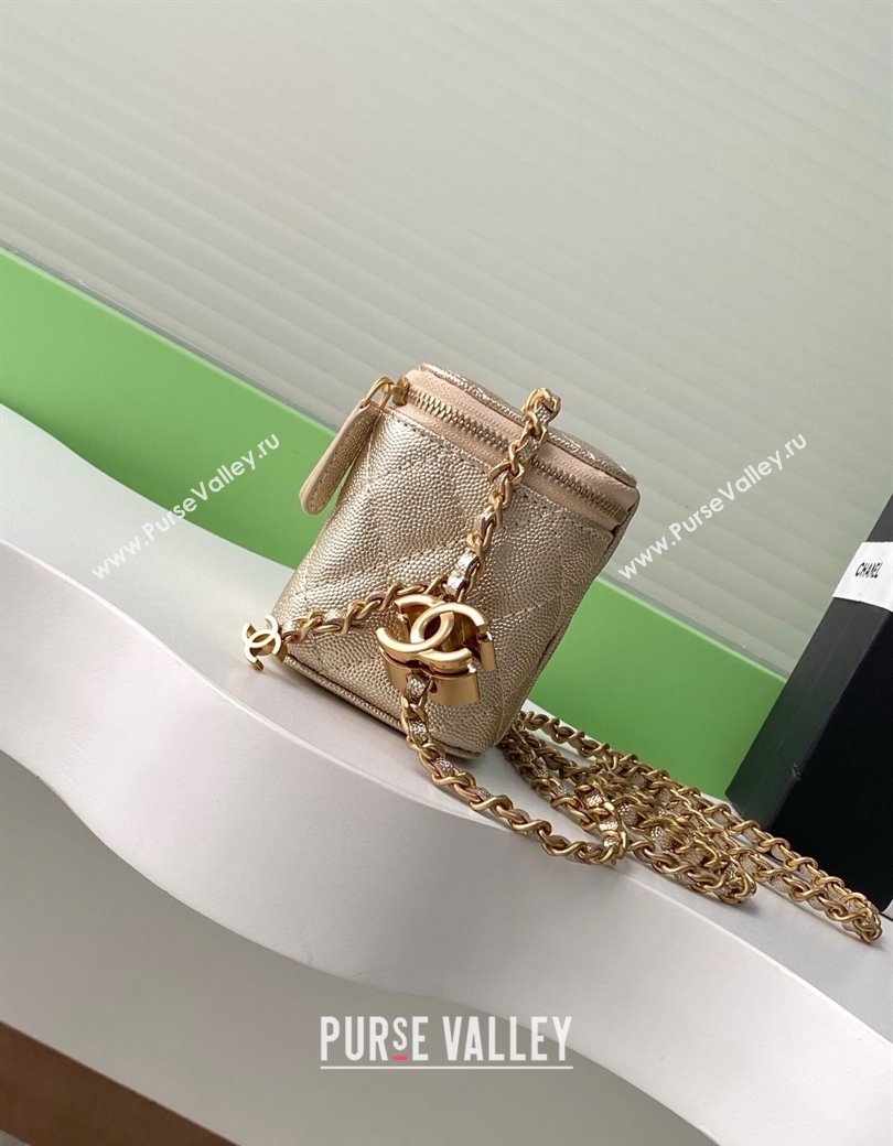 Chanel Grainy Calfskin Small Vanity with CC Chain Gold 2025 AP3941 (yezi-250812101)