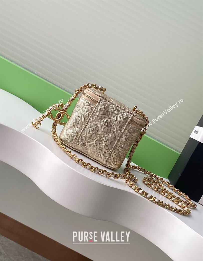 Chanel Grainy Calfskin Small Vanity with CC Chain Gold 2025 AP3941 (yezi-250812101)