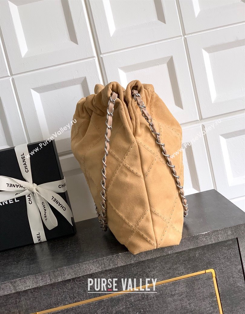 Chanel Suede Small Shopping Bag with Studs AS3260 Yellow 2025 0812 (yezi-250812124)